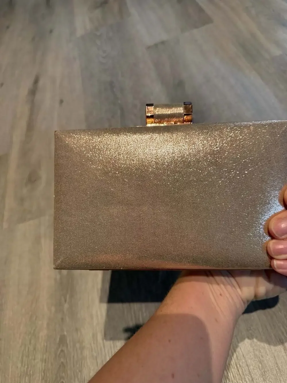 Charming Charlie Rose Gold Glitter Hard Shell Evening Clutch